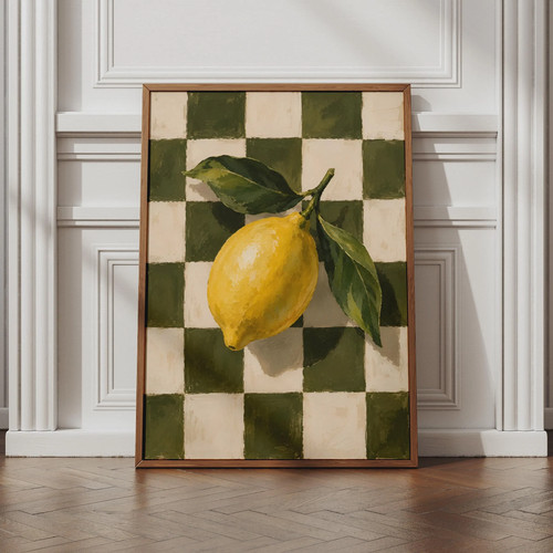 Lemon checkerboard wall art - lemon,