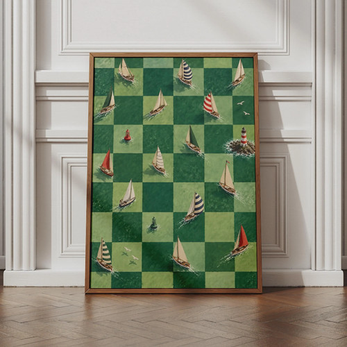 Sailboat checkerboard pattern - sailboat,