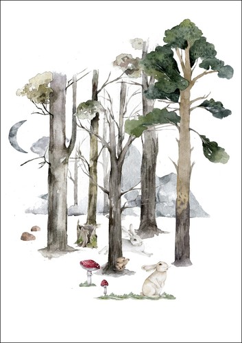 Woodland forest watercolour - woodland,