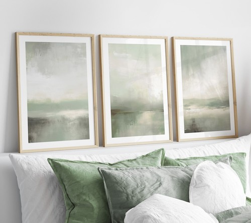 Set sage green abstract - of,
