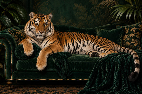 107 tiger green sofa - green, wall