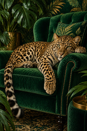 Cheetah resting on green - 36.,
