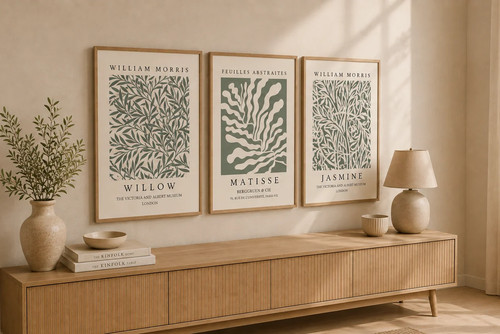 Sage green gallery wall - wall, prints