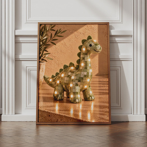 Glitter dinosaur poster green - dinosaur, poster,