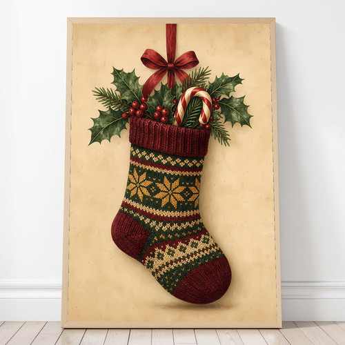 Holiday stocking print red - stocking,