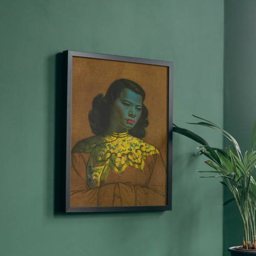 Green lady print - lady,