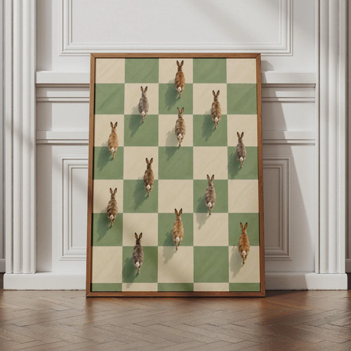 Running rabbits checkerboard - running,