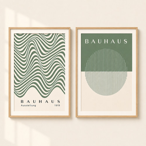 Sage green bauhaus prints set - bauhaus,