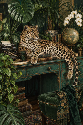 118 leopard vintage desk - 118.,