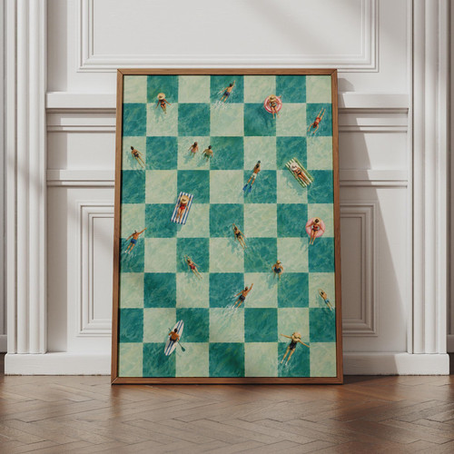 Checkerboard pool swimmers art - swimmers,