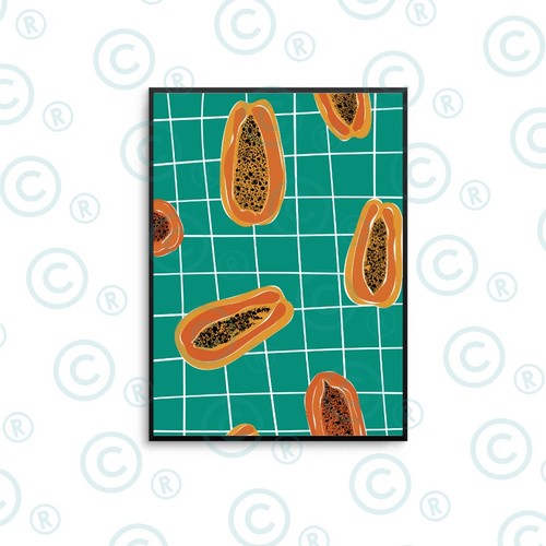 Papaya fruit pattern modern - fruit,