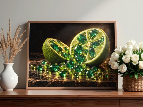 Emerald lime art - emerald, print,