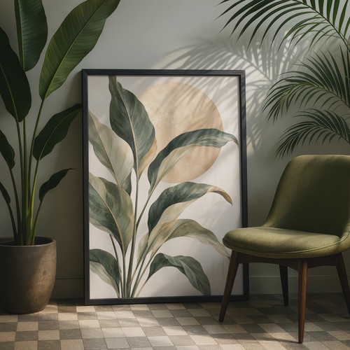 Botanical leaf print green - botanical,
